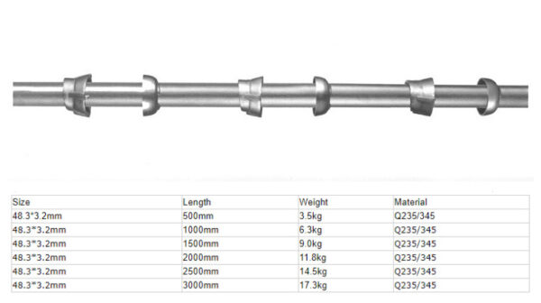 Cuplock scaffold standard vertical