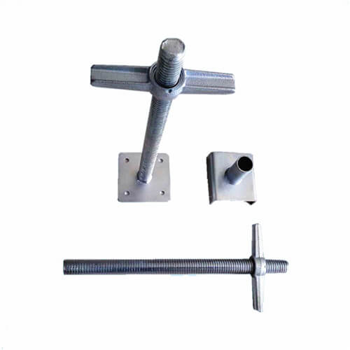 Solid Steel Screw Jack with Base Plate | Adjustable Scaffold Leveling Jack