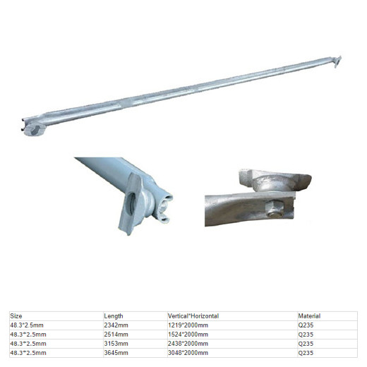 Cuplock scaffolding brace