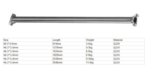 Cuplock Scaffolding Parts Horizontal Ledger